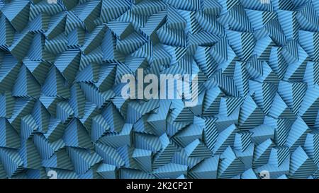 Würfel und Linien Kubismus quadratisch dreidimensionaler Hintergrund blaue geprägte Wand 3D Abbildung Stockfoto
