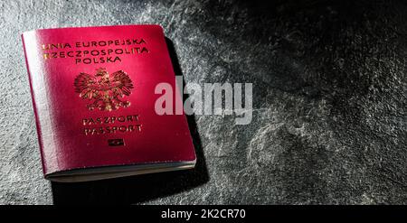 Komposition mit polnischem Pass. EU-Personenidentifikation Stockfoto
