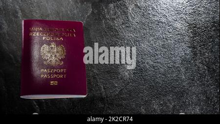 Komposition mit polnischem Pass. EU-Personenidentifikation Stockfoto