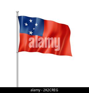 Samoa-Flagge isoliert auf Weiß Stockfoto