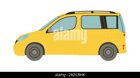 Gelber Passagier-Kleinbus auf weißem Hintergrund - Vector Stockfoto