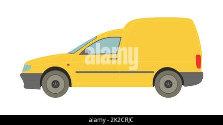 Gelber Fracht-Minivan auf weißem Hintergrund - Vektor Stockfoto