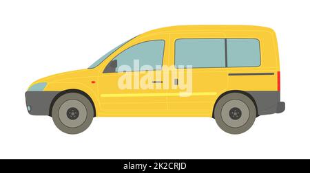 Gelber Passagier-Kleinbus auf weißem Hintergrund - Vector Stockfoto