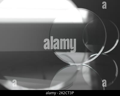 Rendering von Glaslinsen Stockfoto