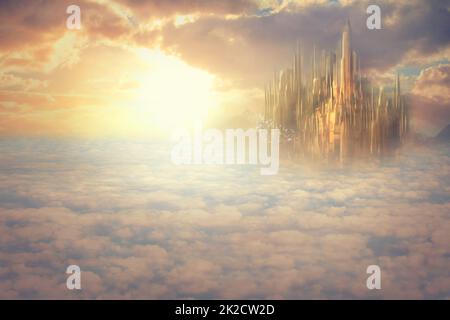 Himmel über den Wolken. Konzeptaufnahme, wie der Himmel aussehen würde. Stockfoto