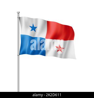 Panamaische Flagge isoliert auf Weiß Stockfoto