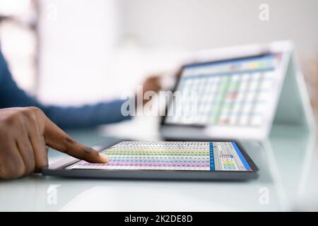 Finanzanalyst Mit Tabellenkalkulationssoftware Stockfoto