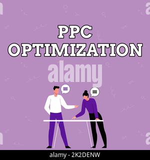 Konzeptionelle Beschriftung PPC-Optimierung. Word for Enhancement der Suchmaschinenplattform für Pay-per-Click Partner, die neue Ideen teilen Arbeitsstrategien zur Verbesserung der Fähigkeiten. Stockfoto
