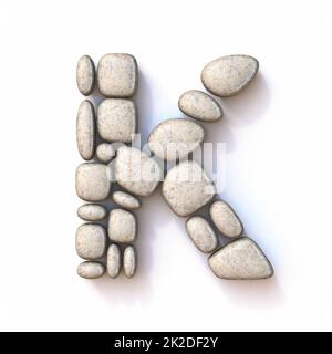 Pebble-Schrift Buchstabe K 3D Stockfoto