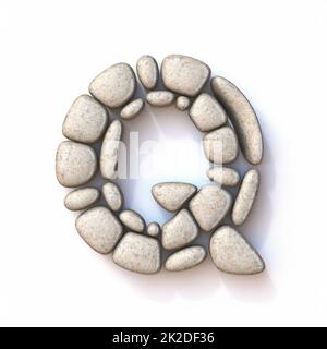 Pebble-Schrift Buchstabe Q 3D Stockfoto