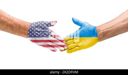 Handshake zwischen den Vereinigten Staaten und der Ukraine Stockfoto