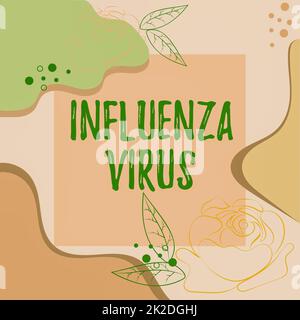 Schreiben Anzeigetext Influenza Virus. Geschäftskonzept eine Infektionskrankheit, die durch ein Influenzavirus verursacht wird Blank Frame dekoriert mit Abstract Modernized Forms Flowers and Foliage. Stockfoto