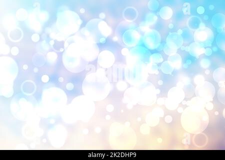 Abstrakt verschwommen frisch lebendig Frühling Sommer Licht zarte Pastell Gradienten blau türkis rosa Bokeh Hintergrundstruktur mit hellen kreisförmigen weichen Farben Lichter. Wunderschöne Hintergrunddarstellung. Stockfoto