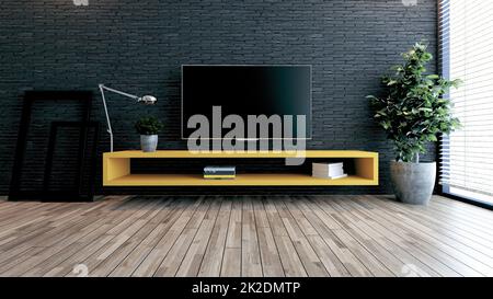 Minimalistisches Design tv-Raum für moderne Büros oder zu Hause Designidee 3D-Rendering Stockfoto