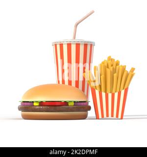 Hamburger, pommes Frites und Cola Fast Food Stockfoto