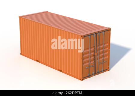 Metallic-Schiff Frachtcontainer isoliert 3D-Illustration Stockfoto