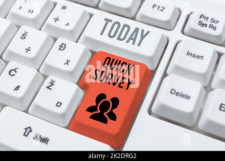 Textzeichen mit Schnellübersicht. Fragebogen für Geschäftsideen, die die Zielgruppe sofort ausfüllen kann Abstract Typing New Antivirus Program, Typing Internet Virus Lists Stockfoto