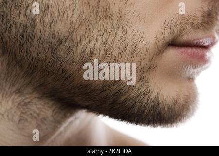 Nahaufnahme des männlichen Kinns und Mundes Stockfoto