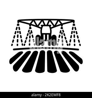 Symbol für Bewässerung, Boden und Düngung des Traktors Stockfoto