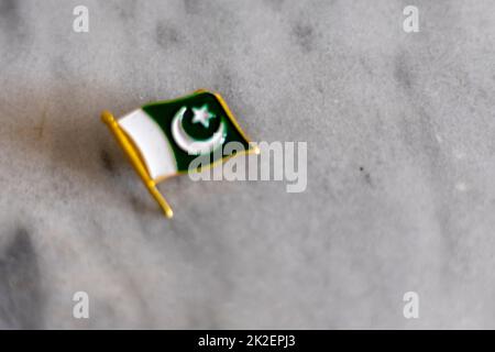 Pakistan Independence 14 August Flagge Abzeichen Nahaufnahme Stockfoto