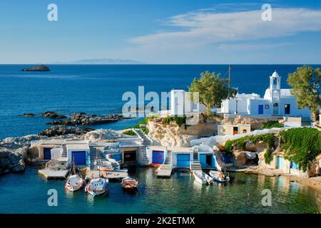 Mandrakia Dorf auf der Insel Milos, Griechenland Stockfoto