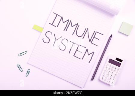 Schreiben Anzeigen des Textes Immun-System. Konzept bedeutet Host-Abwehrsystem mit vielen biologischen Strukturen Multiple Assored Collection Office Schreibwaren Foto über dem Tisch platziert Stockfoto