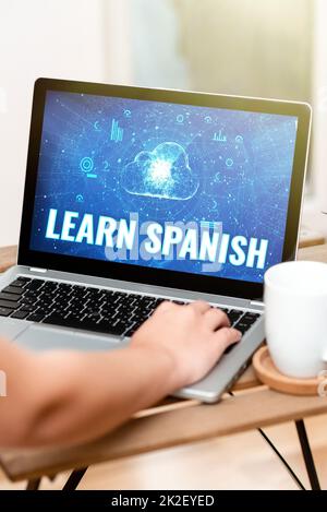 Konzeptionelle Darstellung Spanisch lernen. Wort geschrieben, um das Schreiben und Sprechen der Landessprache Spaniens zu trainieren Stockfoto