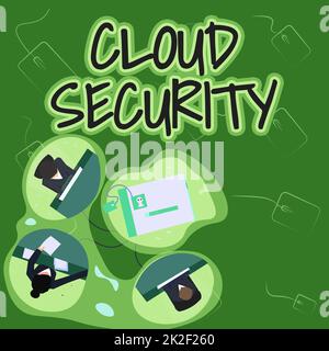 Konzeptionelle Darstellung von Cloud-Sicherheit. Konzept bedeutet, die gespeicherten Informationen zu schützen, sicher kontrollierte Technologie Kollegen mit Office Meeting Gedanken teilen Neuen Projektplan zeigen. Stockfoto