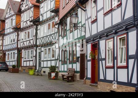 Malerische Häuser in Bad Sooden-Allendorf im Werra-Tal in Deutschland Stockfoto