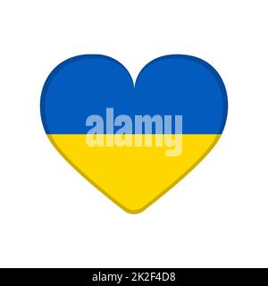 Herz in den Farben der Flagge des unabhängigen Landes Ukraine auf weißem Hintergrund - Vektor Stockfoto