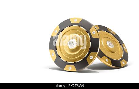 Goldchips mit Diamanten für Poker und Casino. Stockfoto