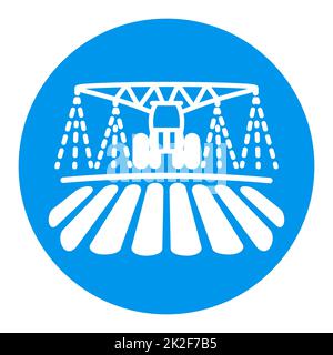Symbol für Bewässerung, Boden und Düngung des Traktors Stockfoto