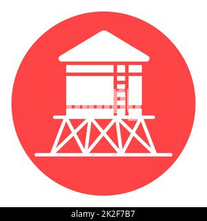 Symbol für vom Wasserturm isolierte Glyphe Stockfoto
