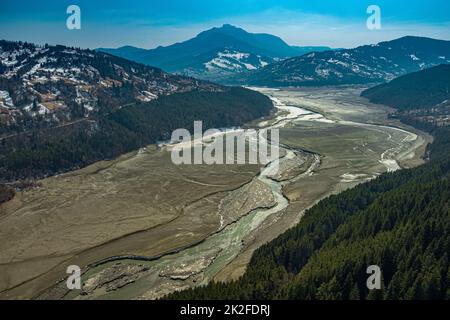 Trockener Seeblick aus der Luft Stockfoto