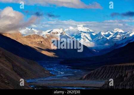 Sonnenuntergang im Himalaya. Spiti Valley Stockfoto