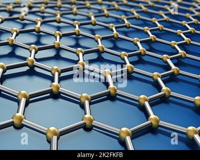 Hintergrund aus Nanomaterial mit Wabenform. 3D Abbildung Stockfoto