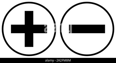 Plus und Minus - Tastenbanner schwarz Stockfoto