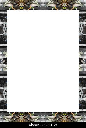 Weißer Rahmen mit verzierten Grenzen Stockfoto