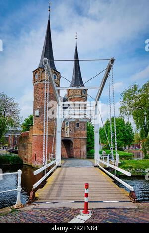 Oostport östliche Tor von Delft. Delft, Niederlande Stockfoto