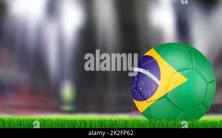 Ball in der Flagge Brasiliens Stockfoto