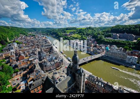 Luftaufnahme der Stadt Dinant, Belgien Stockfoto