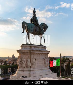 Reiterstatue von Vittorio Emanuele II Stockfoto