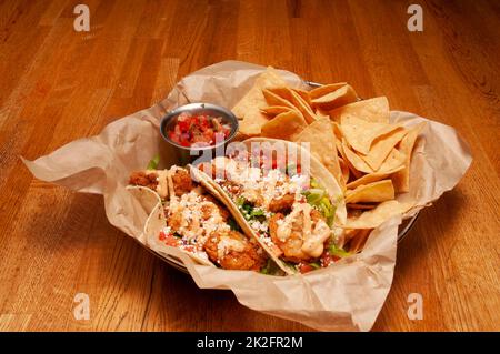 Mexikanische Garnelen-Taco Stockfoto