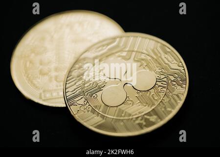 Golden Ripple XRP-Kryptowährung Stockfoto