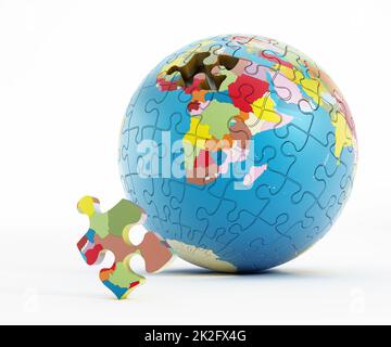 Puzzleteile bilden die Erde Stockfoto