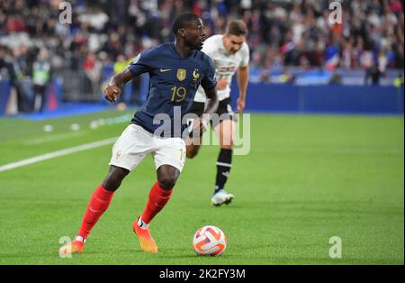 Saint Denis, Frankreich. 22/09/2022, Frankreichs Youssouf Fofana während der UEFA Nations League, Group A1, Tour 5 Spiel zwischen Frankreich und Österreich am 22. September 2022 in Saint-Denis, einem Vorort von Paris, Frankreich. Foto von Christian Liewig/ABACAPRESS.COM Stockfoto