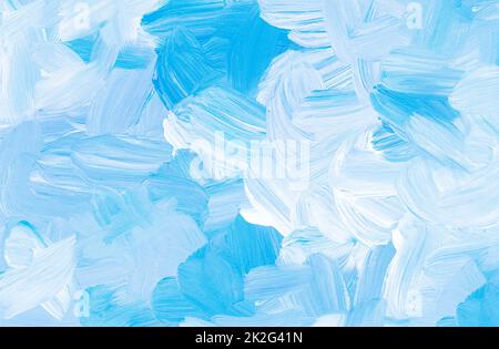 Abstraktes pastellblaues und weißes Hintergrundbild. Pinselstriche auf Papier. Vorlage für Karte, Einladung. Kopierbereich für Text, Designkunst oder Profi Stockfoto