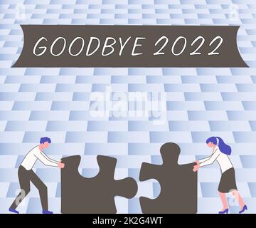 Konzeptionelle Bildunterschrift Auf Wiedersehen 2022. Geschäftskonzept Silvestermeilenstein im letzten Monat Übergang zur Festfeier Stockfoto