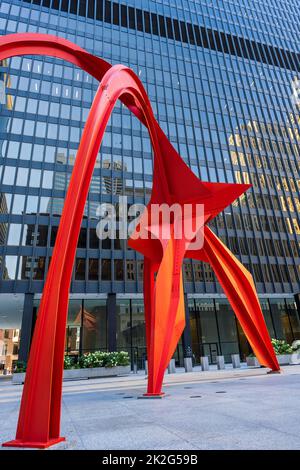 Flamingo-Skulptur des amerikanischen Künstlers Alexander Calder, Chicago, Illinois, USA Stockfoto