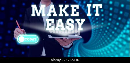 Hand schreiben Zeichen machen es einfach. Business Showcase intelligenter Ansatz mühelos frei von Sorgen oder Schwierigkeiten Stockfoto